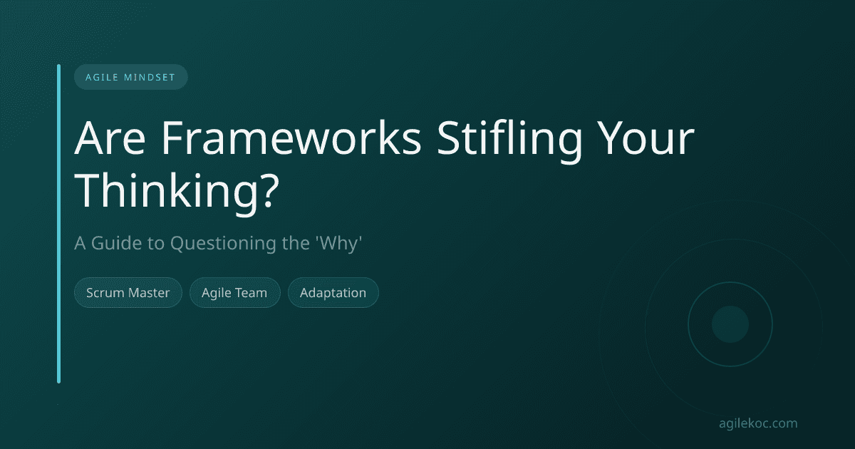 A mind full of question marks and gears, representing critical thinking about Agile frameworks.