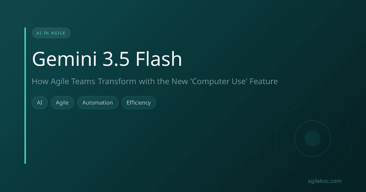 An agile team member interacting with Gemini 3.5 Flash interface on a computer screen