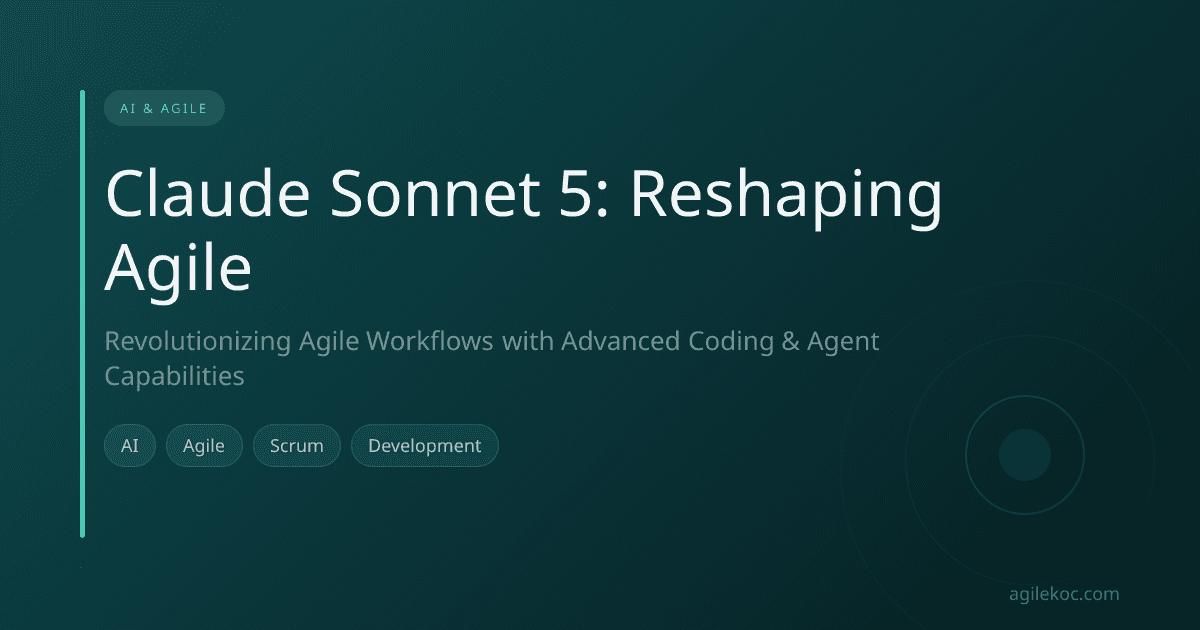 An abstract visual representing the integration of Claude Sonnet 5 into agile development processes.