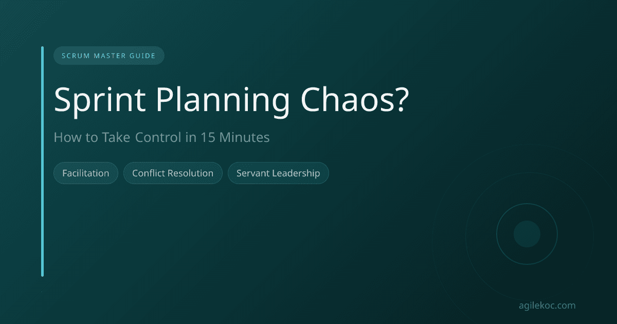 A Scrum Master guiding a team through a chaotic Sprint Planning meeting