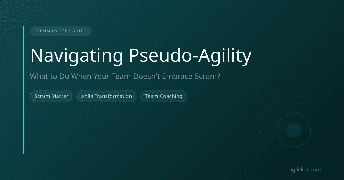 A Scrum Master guiding a confused team in a mixed agile environment, addressing challenges in agile transformation.