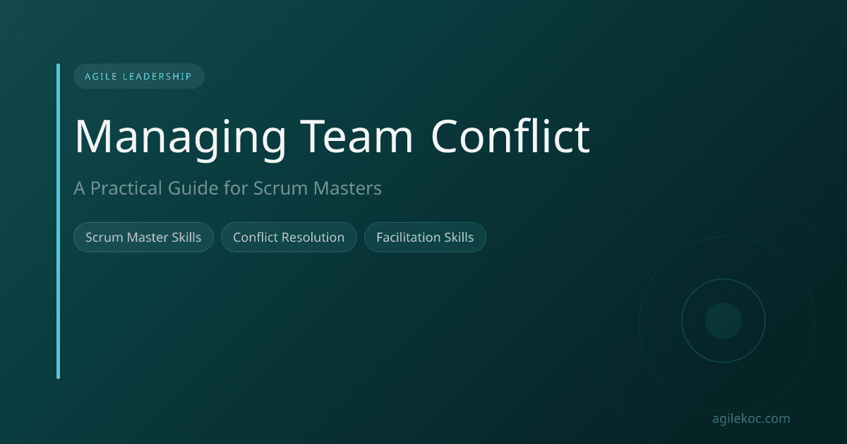 A thoughtful Scrum Master observing two developers arguing tensely at a meeting table.