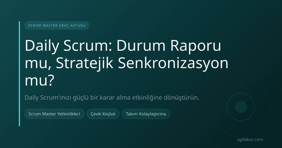 Bir Scrum Master, beyaz tahta önünde takım tartışmasını kolaylaştırıyor, yapışkan notlar ve diyagramlarla işbirliğine dayalı planlamayı gösteriyor.
