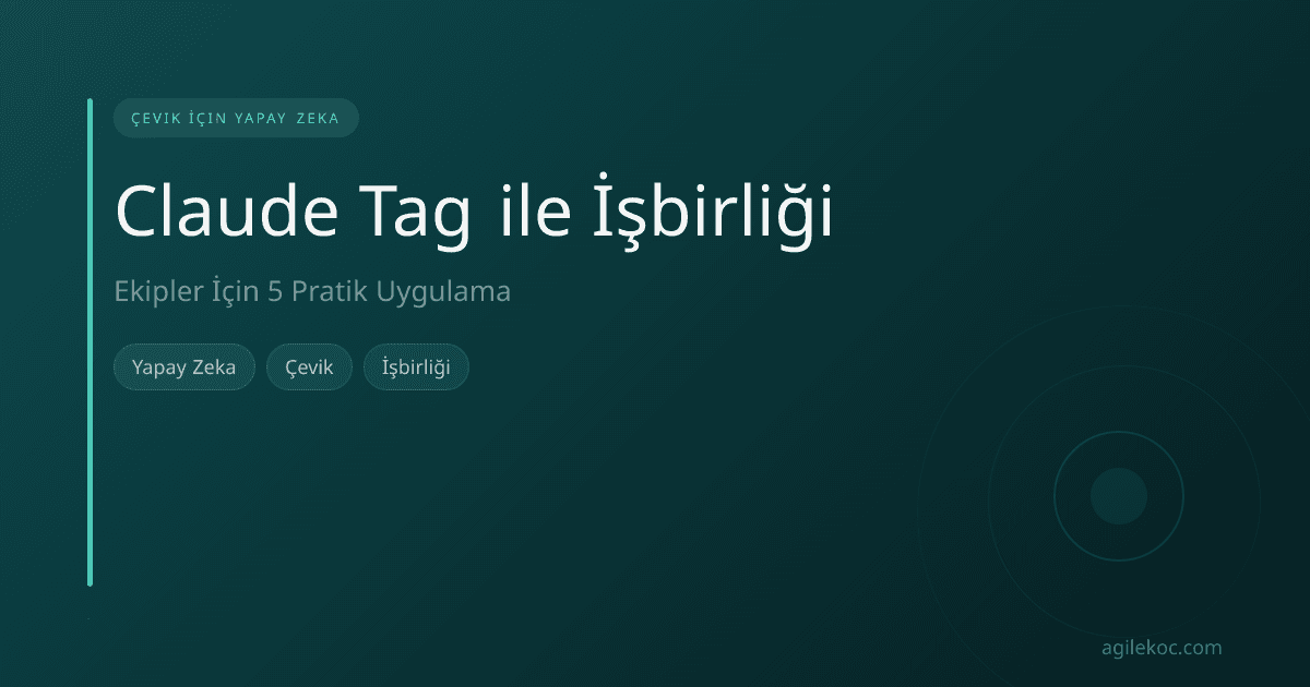 Dijital bir panoda işbirliği yapan çevik bir ekip, parlayan etiketler ve akan verilerle temsil edilen yapay zeka öğeleri.