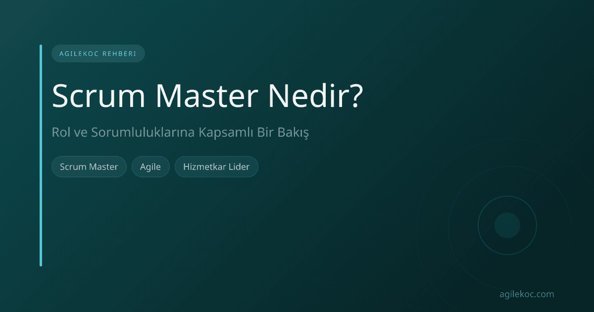 Bir Scrum Master'ın takımına rehberlik ederken, beyaz tahtada notlar alması ve takım üyeleriyle etkileşimde bulunması.