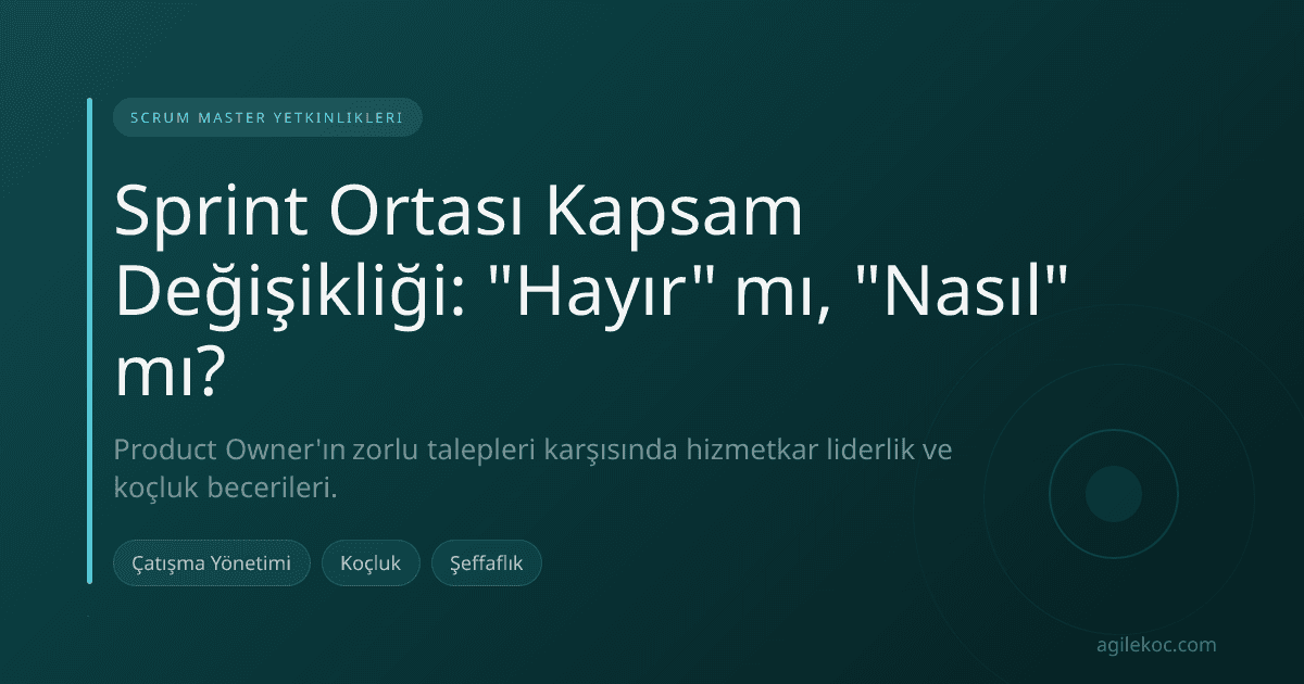 Bir Scrum Master ve Product Owner'ın masada konuşurken gösterildiği, gergin bir atmosferi yansıtan görsel.