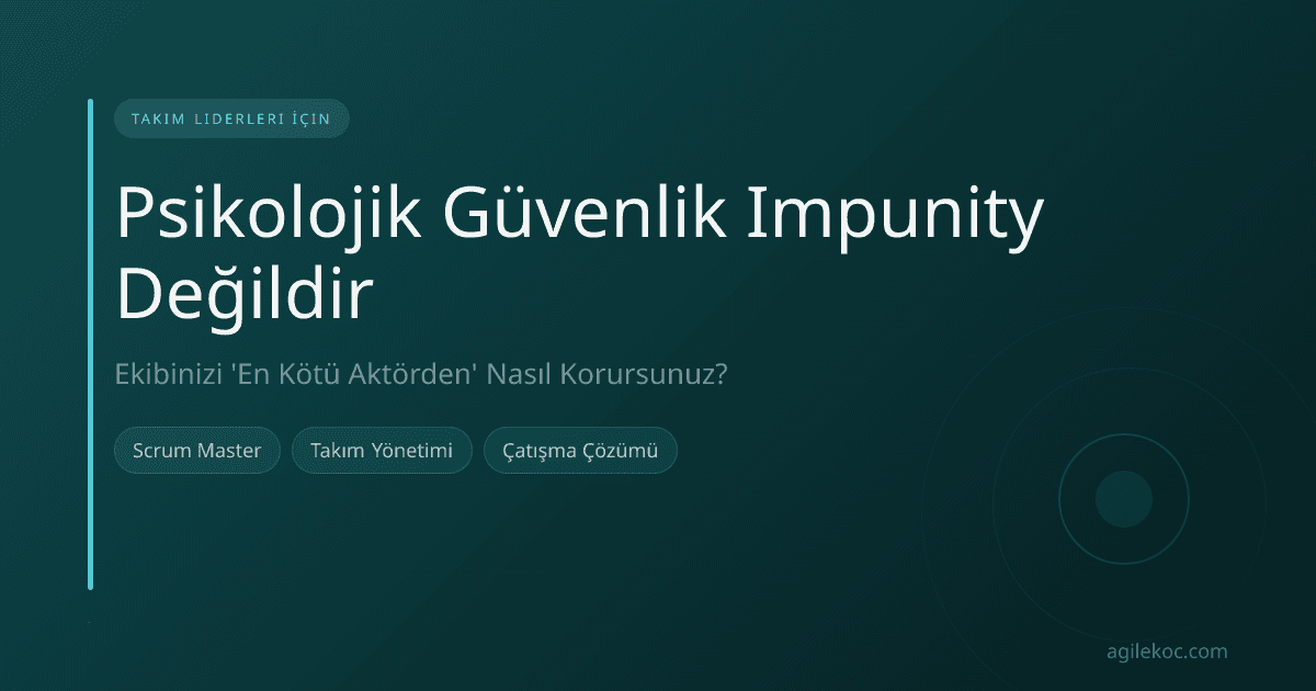 Psikolojik güvenlik ve takım yönetimi arasındaki dengeyi gösteren bir görsel, bir kalkan ve bir denge terazi figürü.