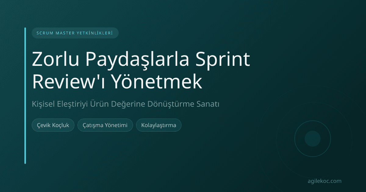 Bir Sprint Review toplantısında gergin bir anı yöneten Scrum Master.