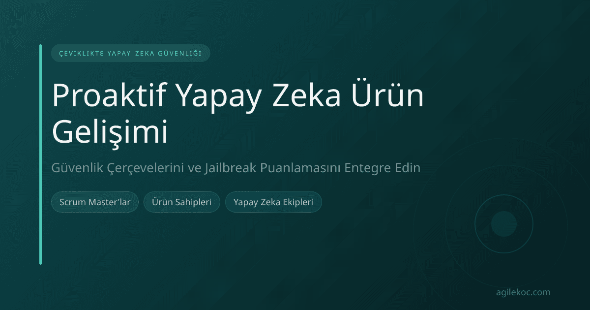 Yapay zeka güvenlik çerçevelerini çevik süreçlerine entegre eden bir ekibin görseli.